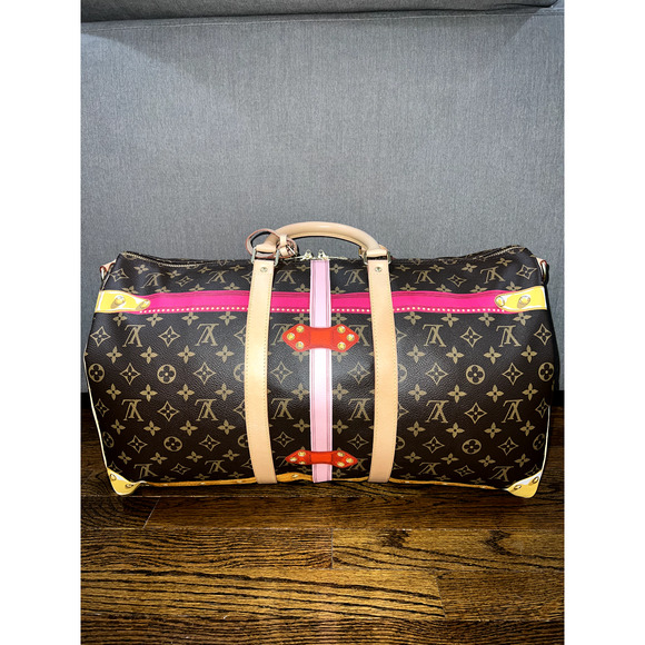 Louis Vuitton Keepall Bandouliere 50 Summer Trunks Monogram Weekend Travel Bag - Picture 6 of 10